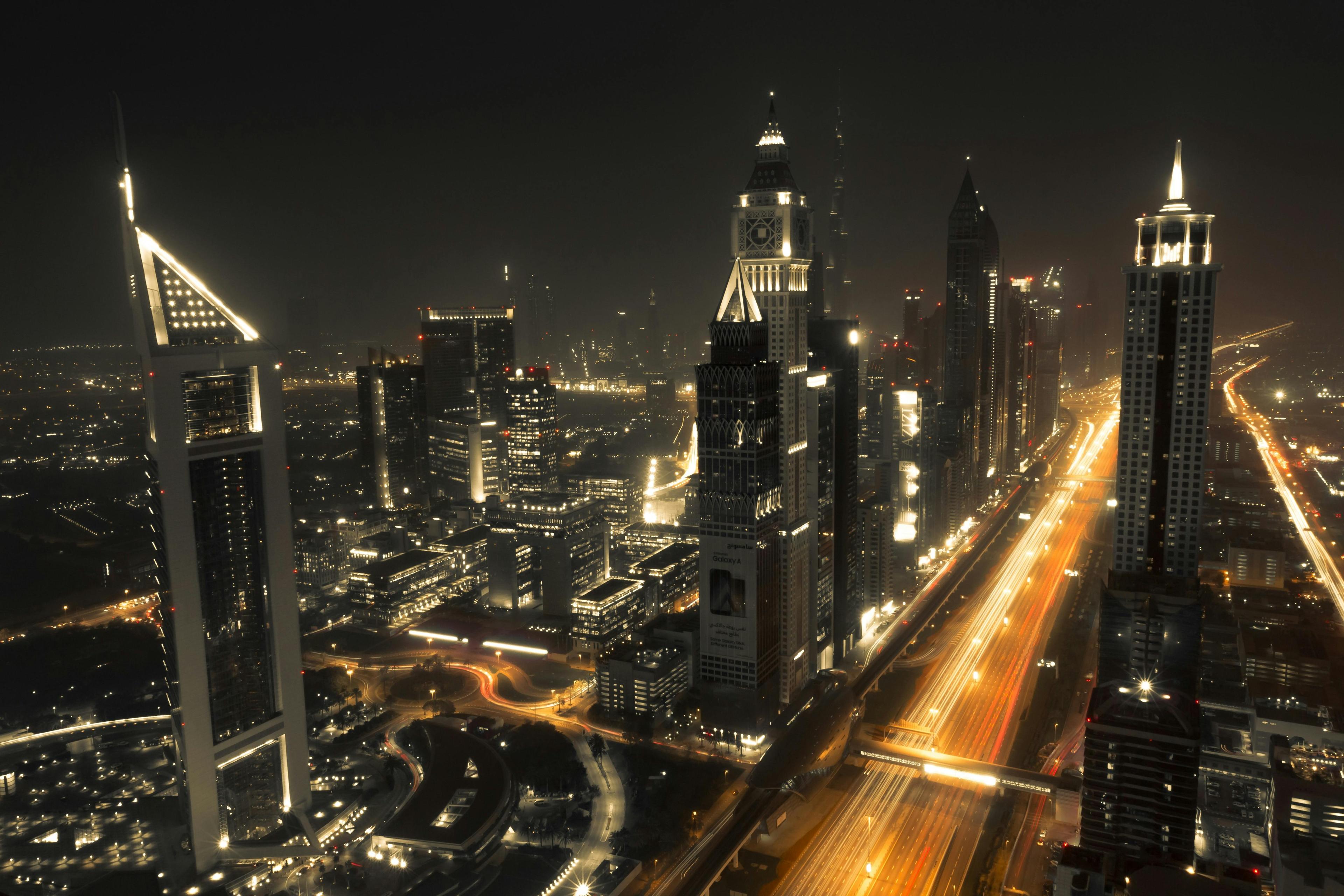 Dubai skyline at night